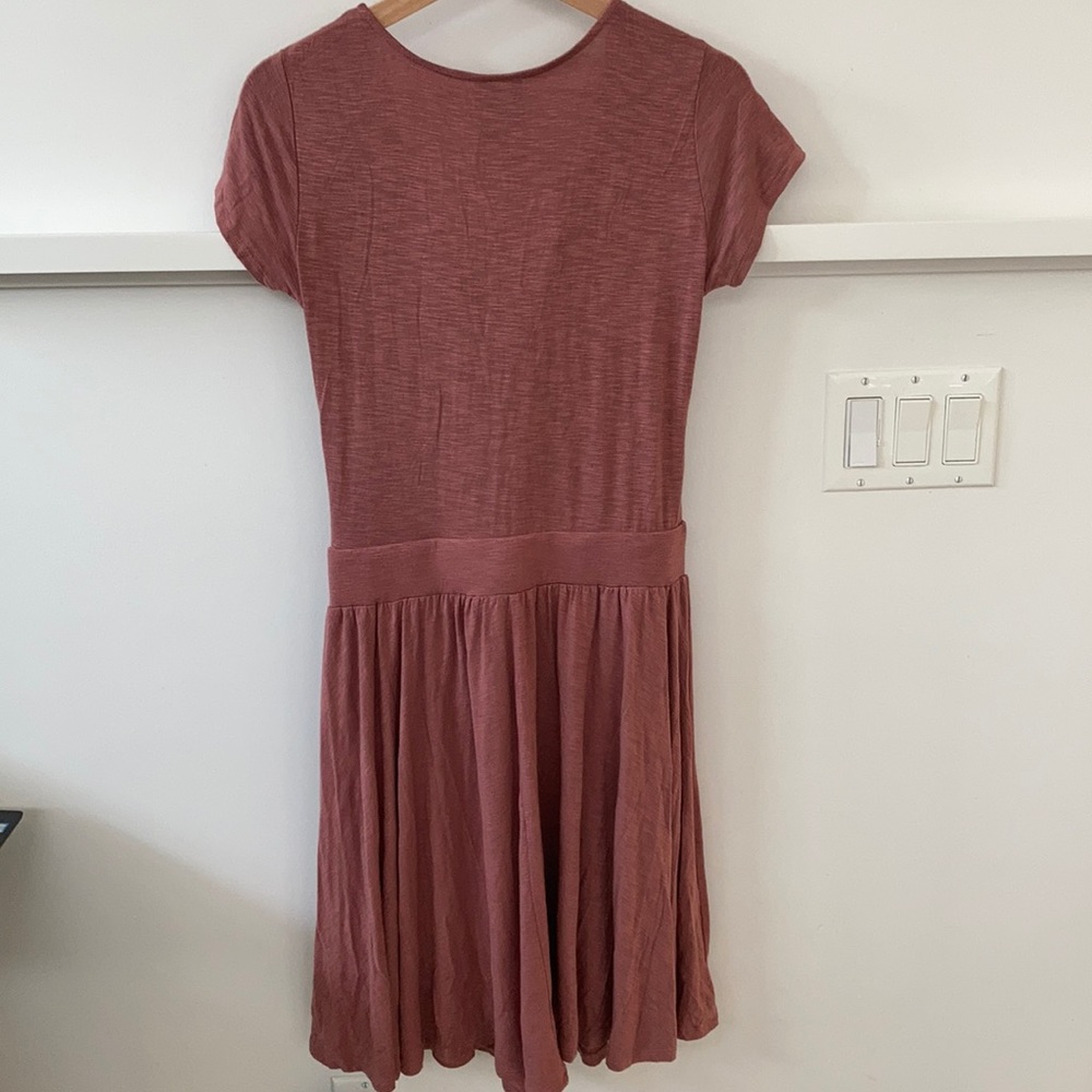Anthropologie Rose-Tone Twist Front Short Dress - Picture 5 of 7
